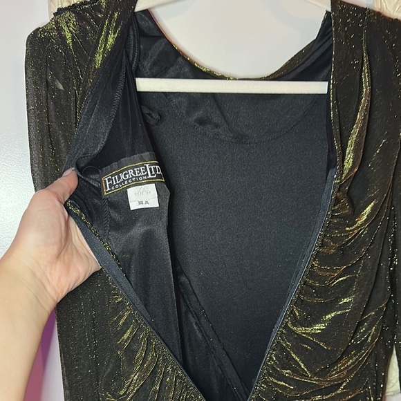 FILIGREE LTD | Vintage 80s Dynasty Glam Draped Sequins Elegant Black Maxi Dress - Picture 12 of 16